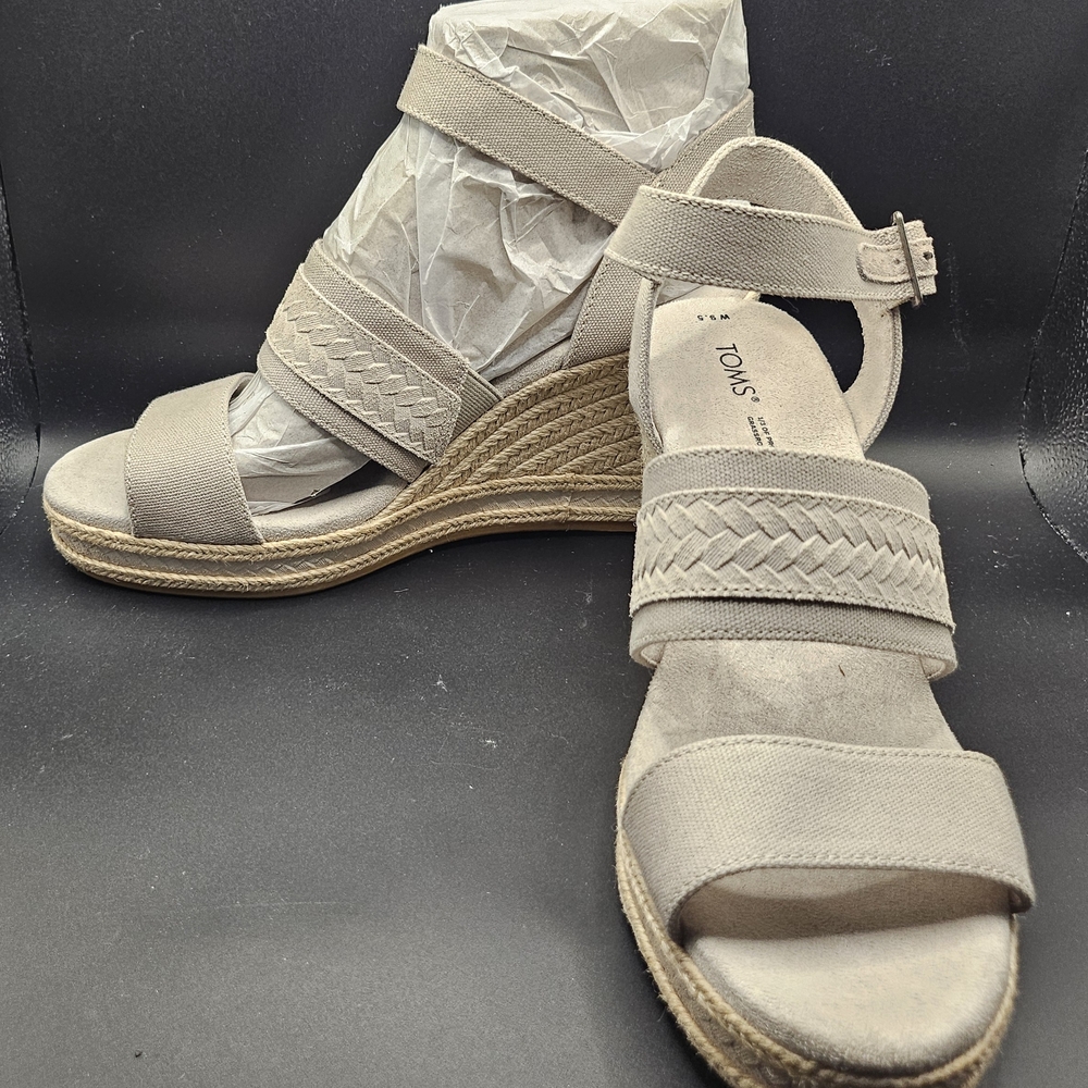 TOMS Madelyn Wedge Sandals – Women’s 9.5 – Gray – BNIB